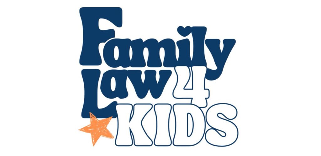 Family Law 4 Kids logo in blue and orange lettering.